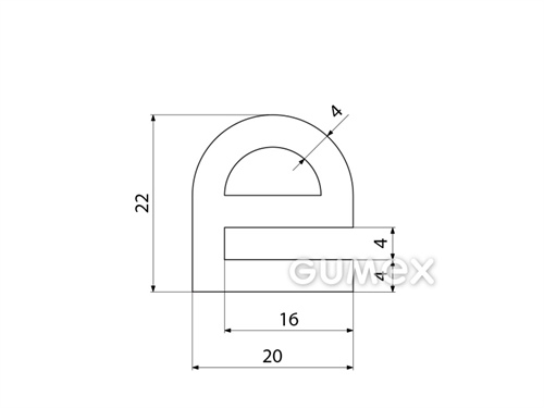 Kompaktný silikónový profil, tvar e s dutinkou - 0129