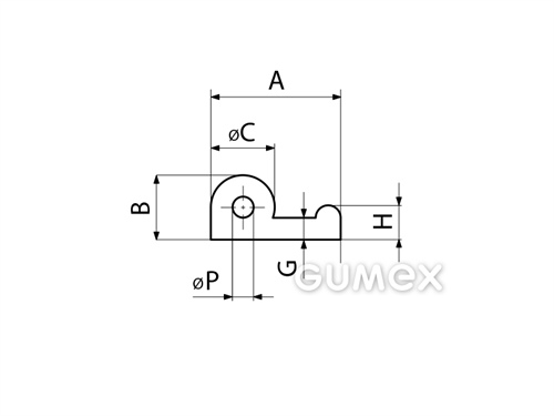 Kompaktný silikónový profil, tvar P s dutinkou - 0134