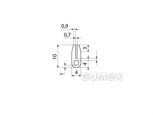 Kompaktný silikónový profil, tvar U s dutinkou - 0188