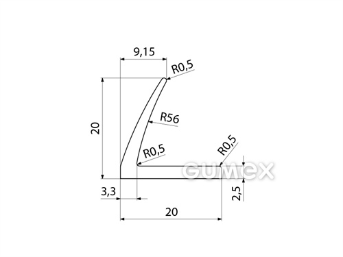 Kompaktný silikónový profil, tvar L - 0136