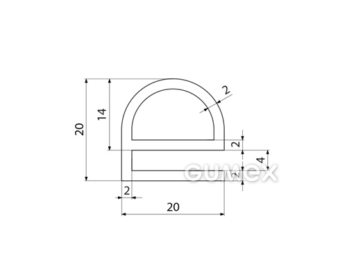Kompaktný silikónový profil, tvar e s dutinkou - 0129