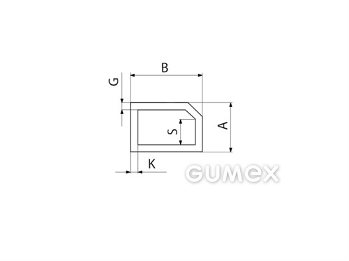 Kompaktný silikónový profil, tvar obdĺžnik s dutinkou - 0169