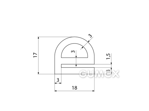 Kompaktný silikónový profil, tvar e s dutinkou - 0129