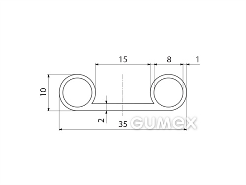 Kompaktný silikónový profil, tvarový s dutinkami - 0128