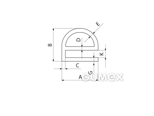 Kompaktný silikónový profil, tvar e s dutinkou - 0129