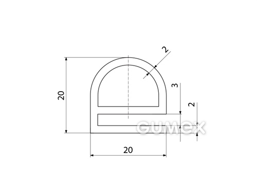 Kompaktný silikónový profil, tvar e s dutinkou - 0129