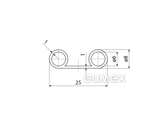 Kompaktný silikónový profil, tvarový s dutinkami - 0128
