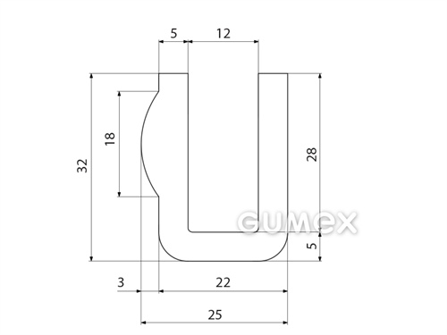 Kompaktný silikónový profil, tvar U - 0176