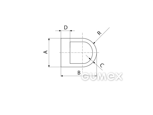 Kompaktní silikonový profil, tvar D s dutinkou - 0192