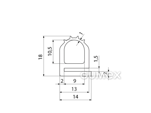 Kompaktný silikónový profil, tvar e s dutinkou - 0181