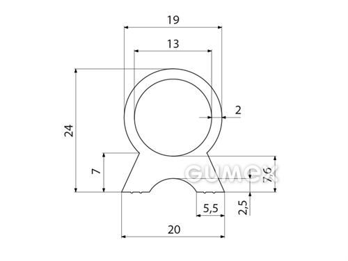 Kompaktný silikónový profil, tvarový s dutinkou - 0177