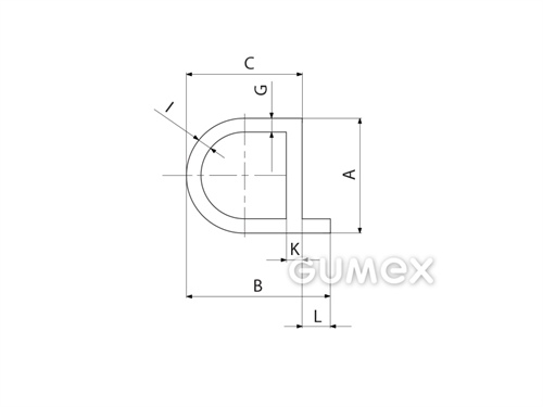 Kompaktný silikónový profil, tvar P s dutinkou - 0148