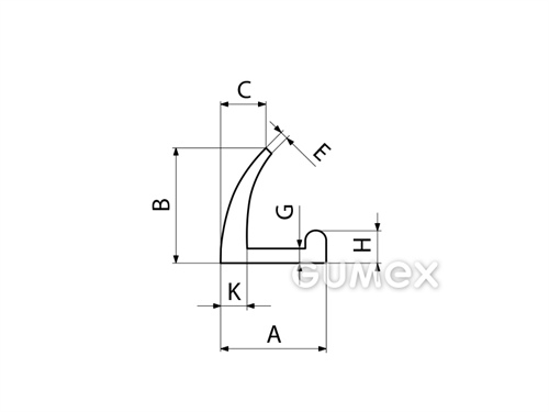 Kompaktný silikónový profil, tvar L - 0135