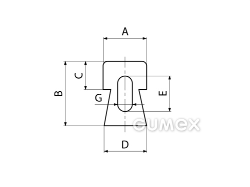 Kompaktný silikónový profil, tvar T s dutinkou - 0142