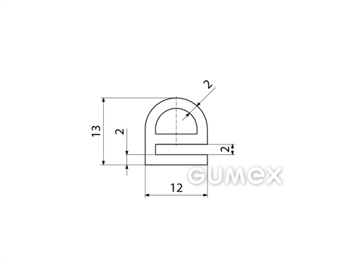 Kompaktný silikónový profil, tvar e s dutinkou - 0129