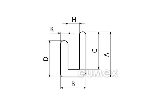 Kompaktný silikónový profil, tvar U - 0146