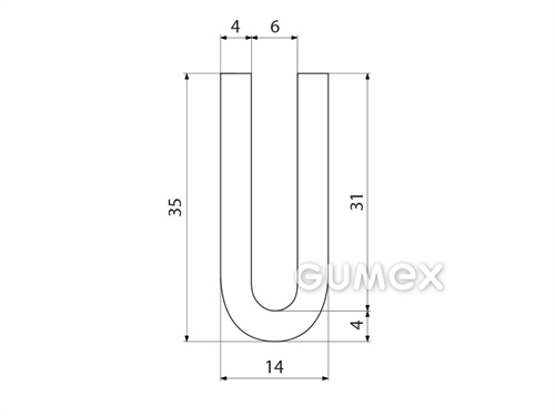 Kompaktný silikónový profil, tvar U - 0104