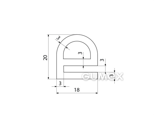 Kompaktný silikónový profil, tvar e s dutinkou - 0129