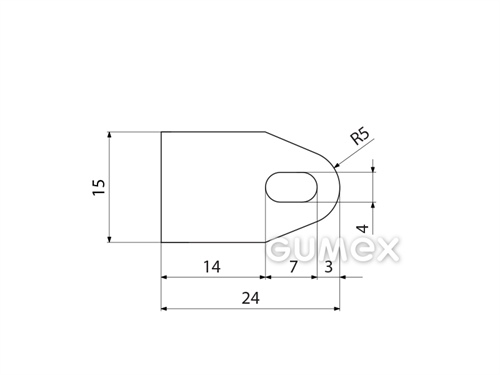 Kompaktný silikónový profil, tvar D s dutinkou - 0159