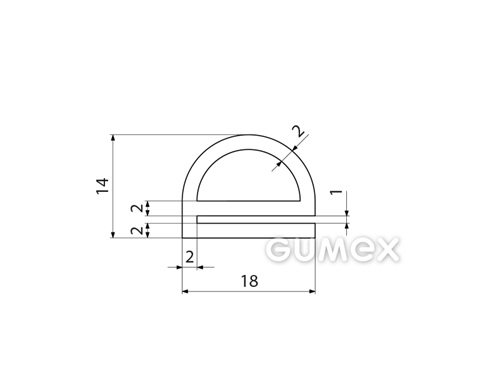 Kompaktný silikónový profil, tvar e s dutinkou - 0129
