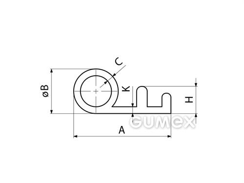 Kompaktný silikónový profil, tvar P s dutinkou - 0137
