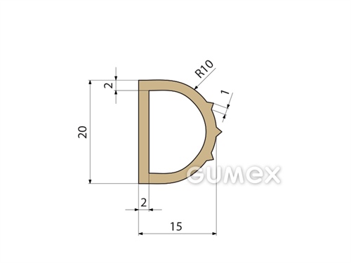Kompaktný silikónový profil, tvar D s dutinkou - 0167