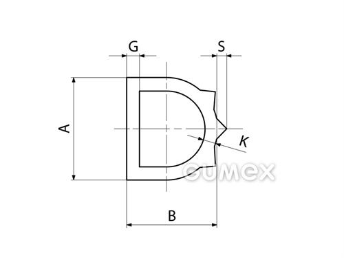 Kompaktný silikónový profil, tvar D s dutinkou - 0167