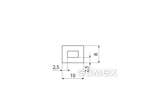 Kompaktný silikónový profil, tvar obdĺžnik s dutinkou - 0153