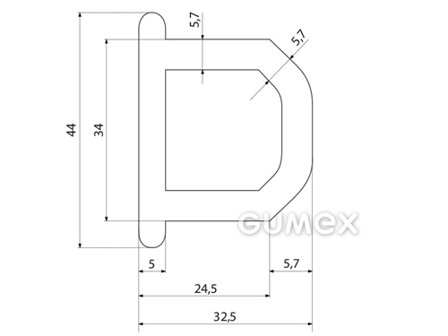 Kompaktný silikónový profil, tvar D s dutinkou - 0140
