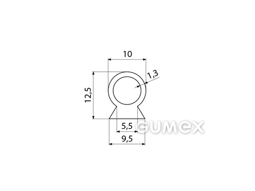 Kompaktný silikónový profil, tvarový s dutinkou - 0177