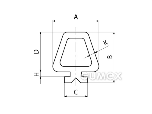 Kompaktný silikónový profil, tvar tvarový s dutinkou - 0162