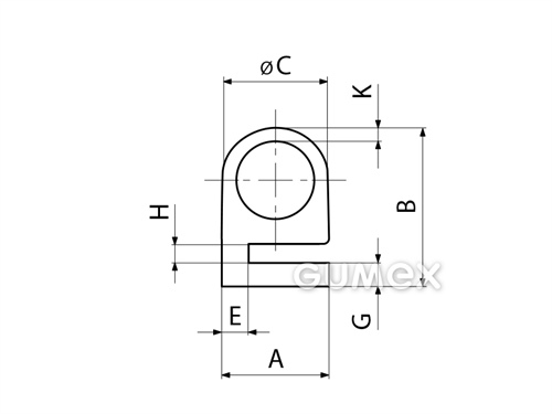 Kompaktný silikónový profil, tvar e s dutinkou - 0132