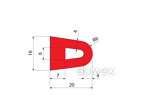 Kompaktný silikónový profil, tvar D s dutinkou - 0125