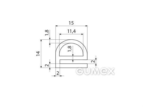 Kompaktný silikónový profil, tvar e s dutinkou - 0129