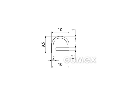 Kompaktný silikónový profil, tvar e s dutinkou - 0129