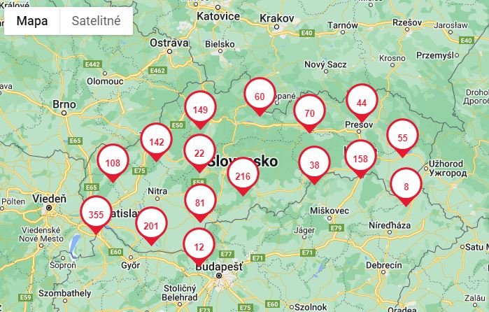 Mapa výdejních míst